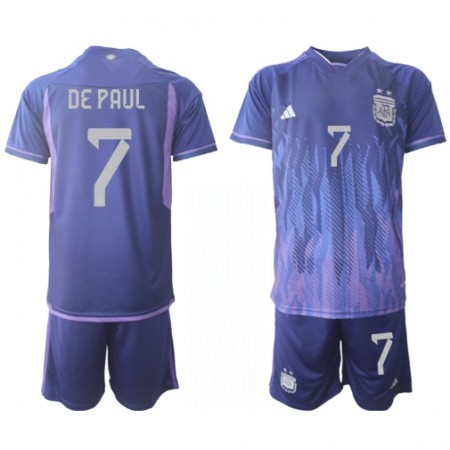 Camisetas Argentina Rodrigo de Paul 7 Segunda Copa Mundial 2022 - Niño (+ Pantalones) Camisetas Argentina Rodrigo de Paul 7 Segunda Copa Mundial 2022 - Niño (+ Pantalones)